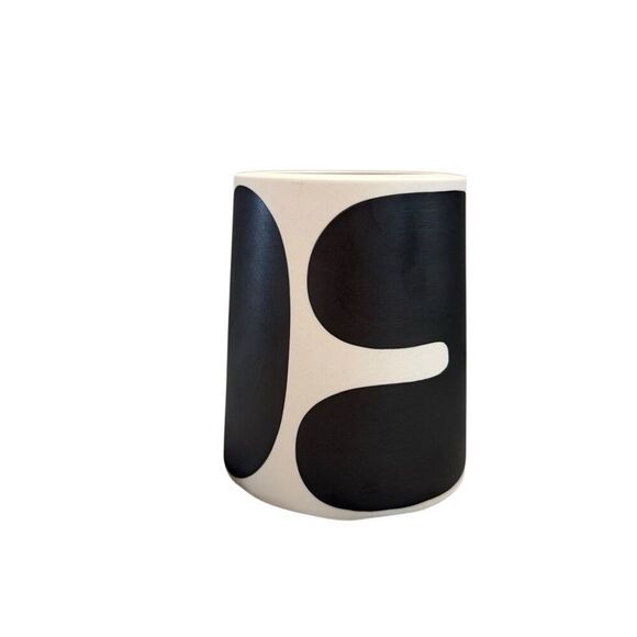 Color Block Pillar Vase By Franca NYC Size Short Black White Abstract - Picture 2 of 6